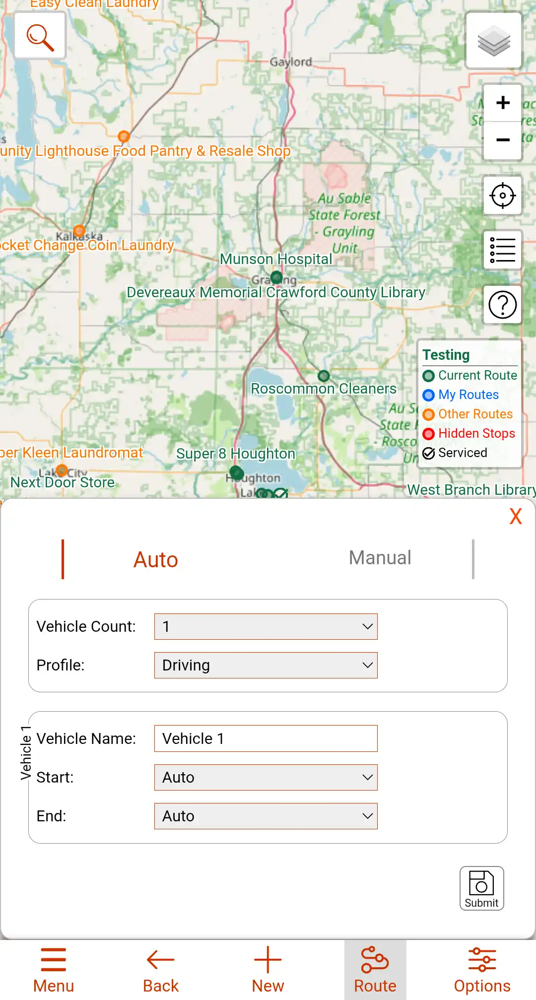 Image of the Auto Routing Interface.