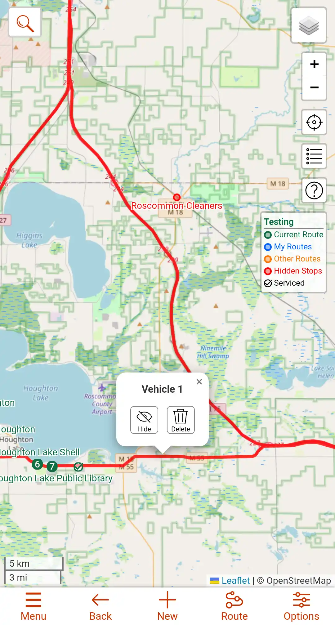 Image of how to clear an optimized route.