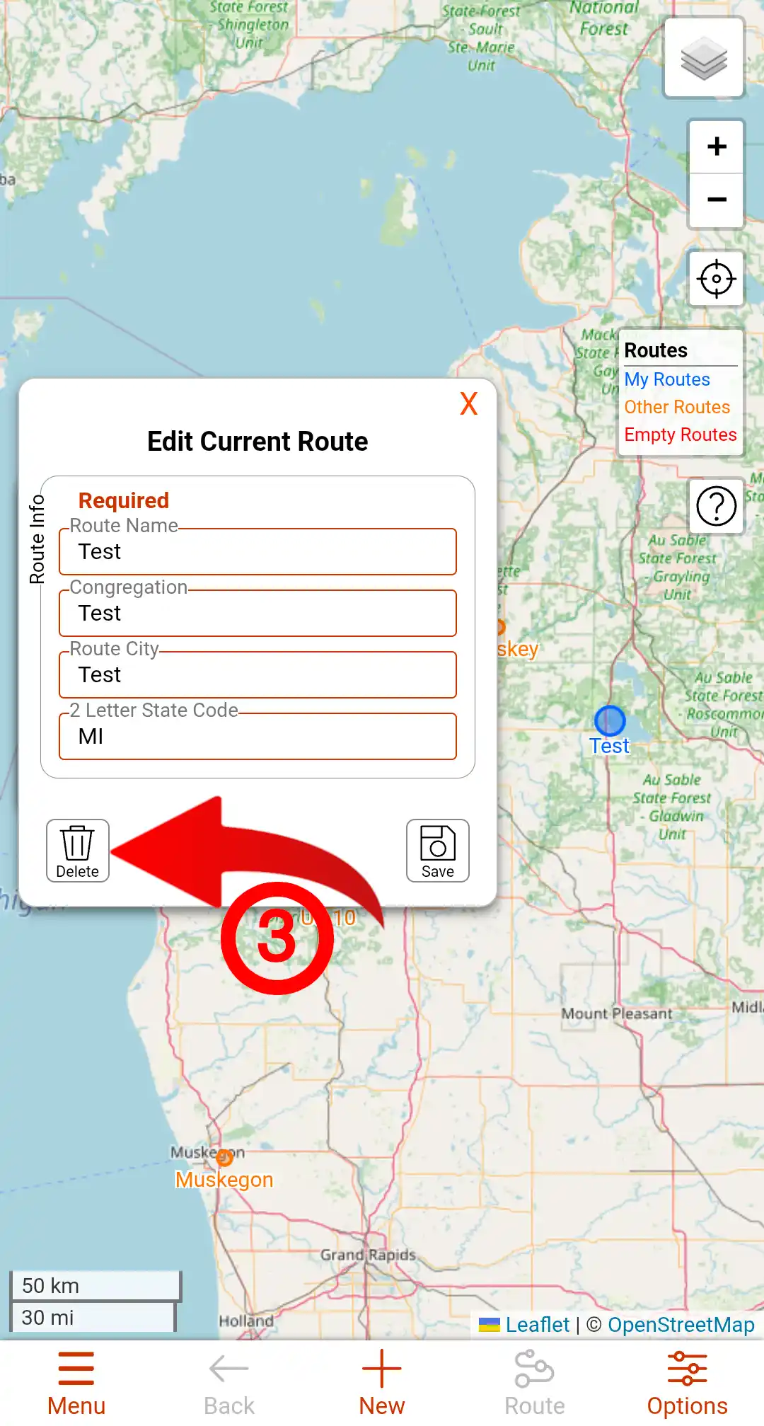 Delete Route Workflow Image 2