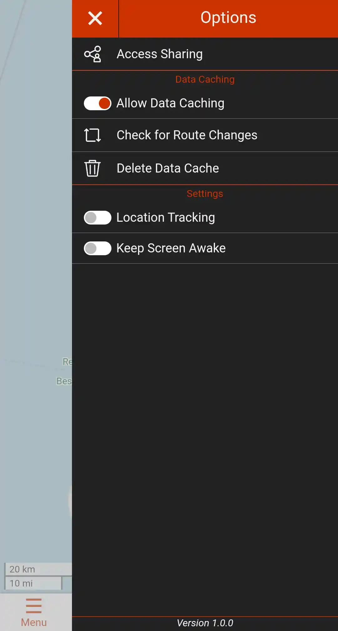 Image of the Options Menu