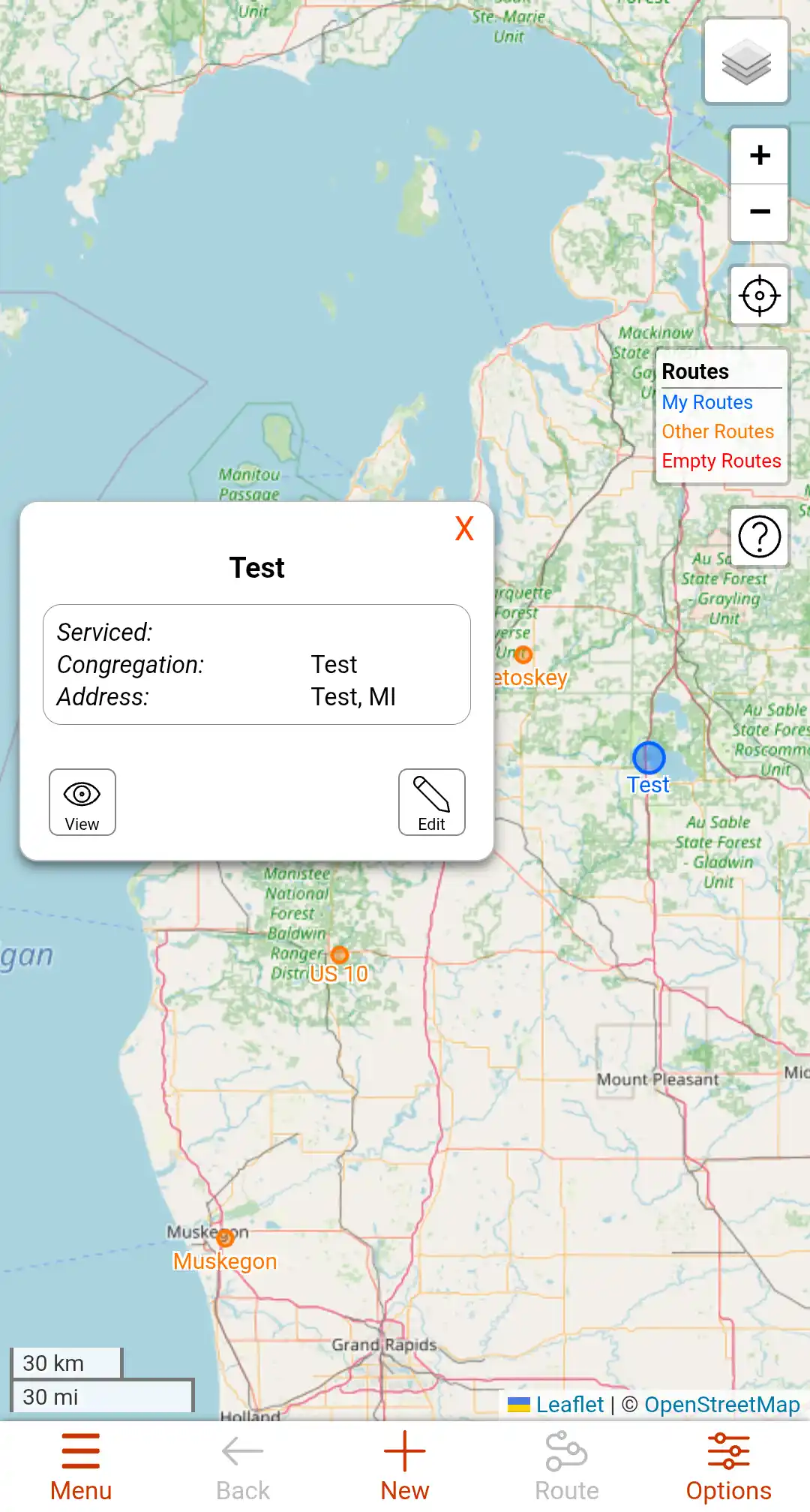 Image of the Route Dialog