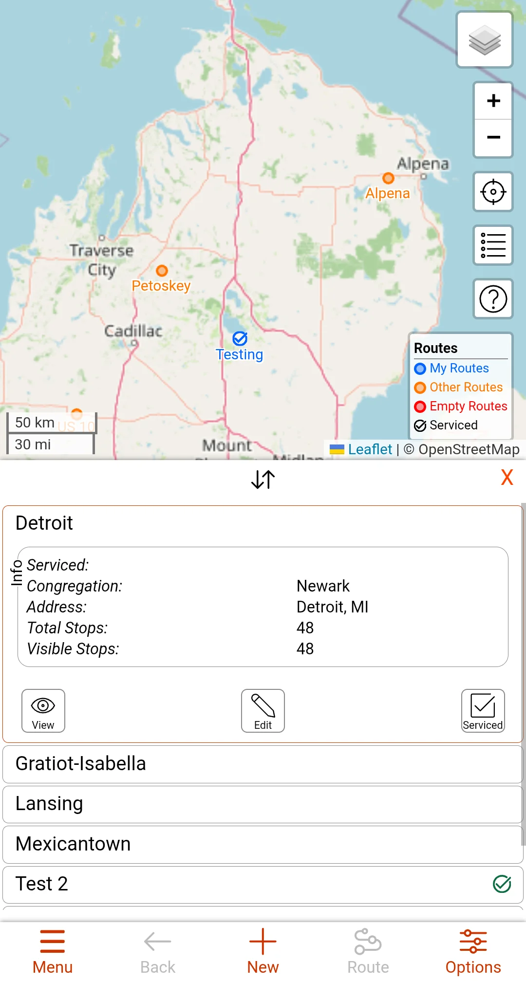 Image of the Route List