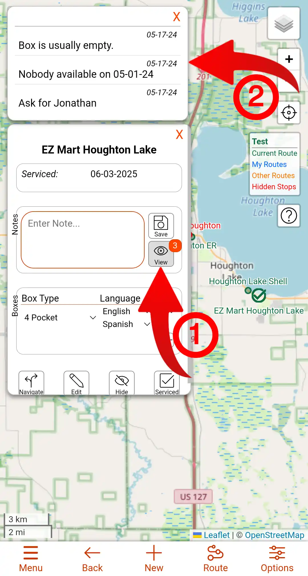 Image of how to View Stop Notes