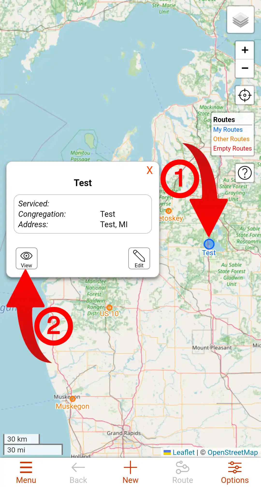 Image of the Route Edit Dialog